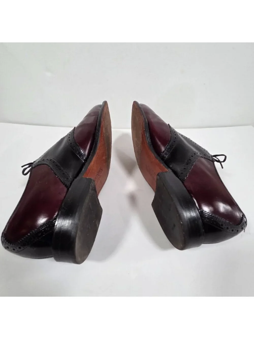 Bostonian Men’s Saddle Oxford Dress Shoes Brown Burgundy Black Leather Lace Up S - Picture 6 of 9